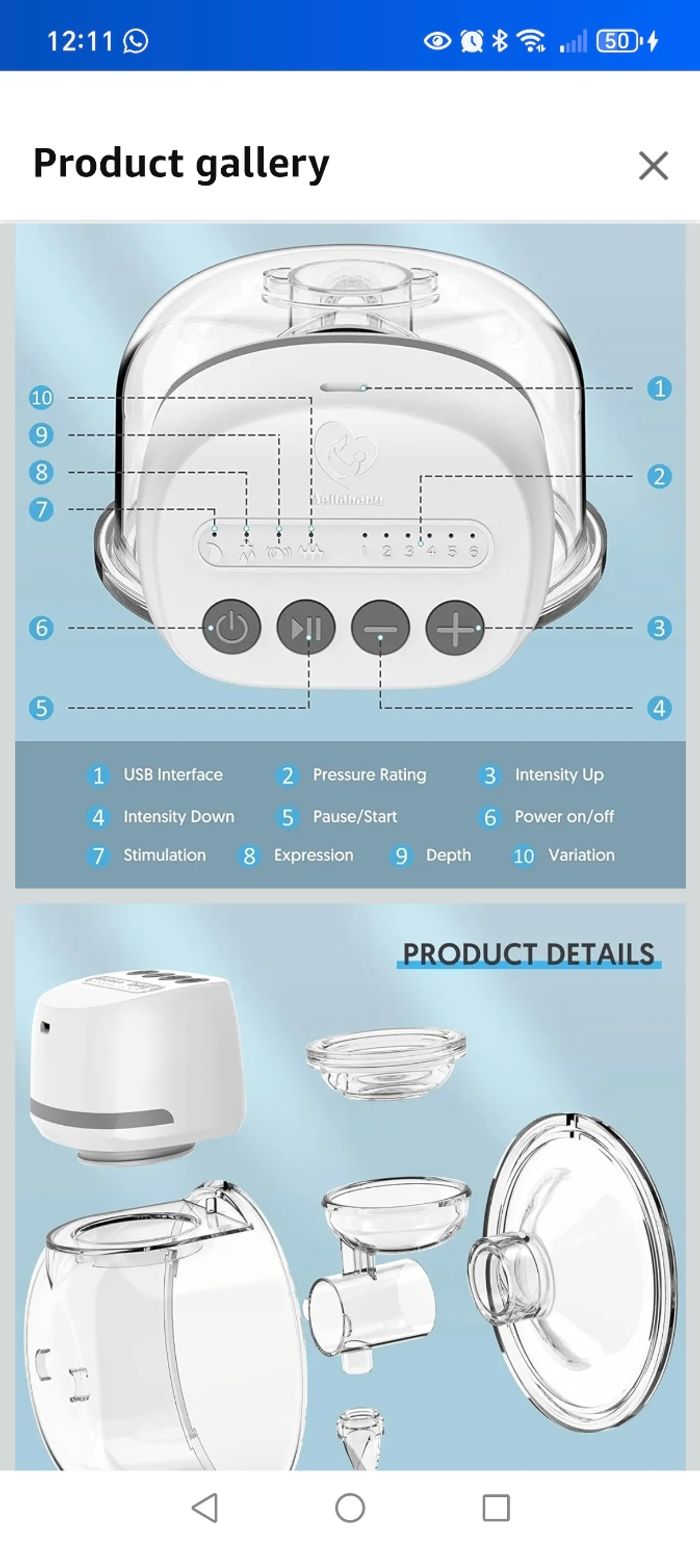 Bellababy 1 Pcs Portable Handsfree Low Noise Electric Breast Pump-tire laits - photo numéro 9