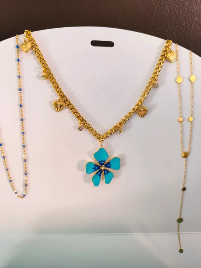 Lot de 40 bijoux dorés et turquoises - photo numéro 19