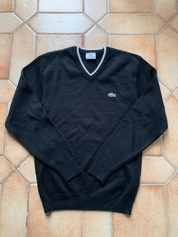Pull col V taille S Lacoste vintage devanlay noir laine