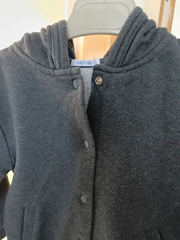 Veste gris foncé/bleu à pression 24 mois - photo numéro 3