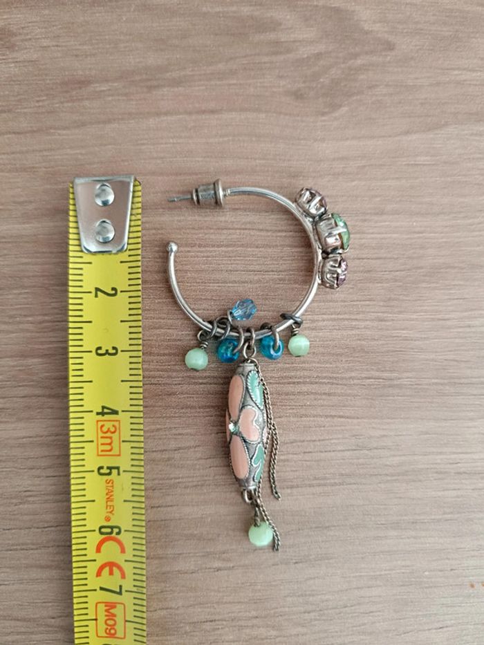 Boucles d'oreilles créoles pendantes strass - photo numéro 4