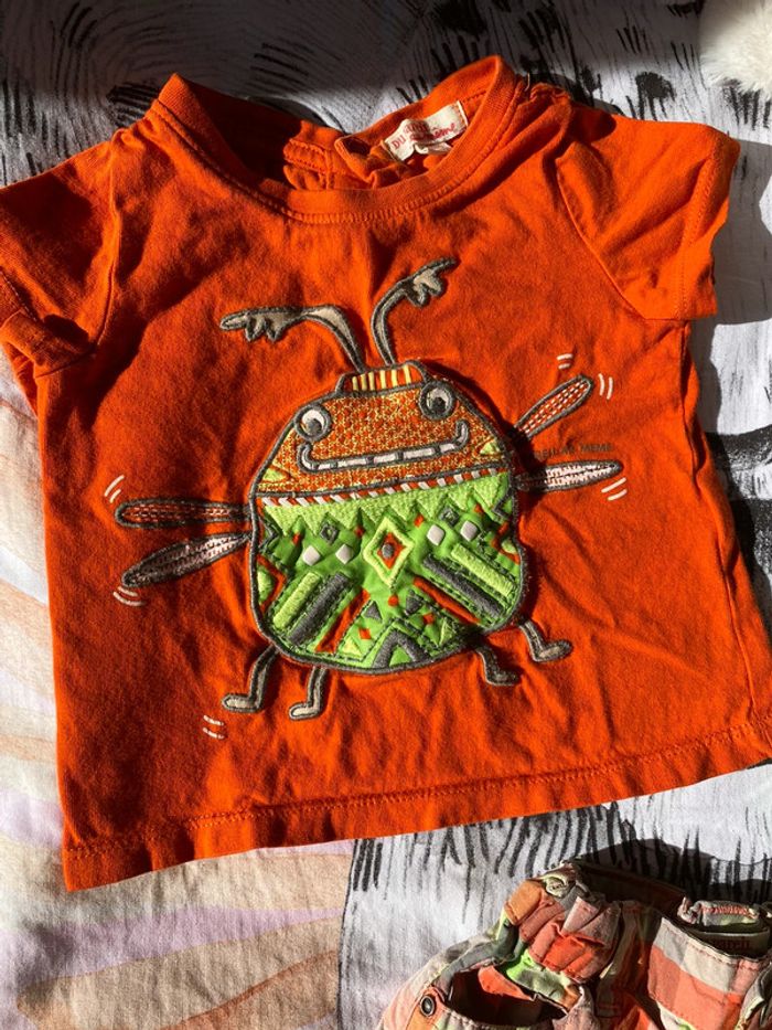 Lot ensemble 2 t-shirts et short, taille 9 mois, marque DPAM. - photo numéro 2