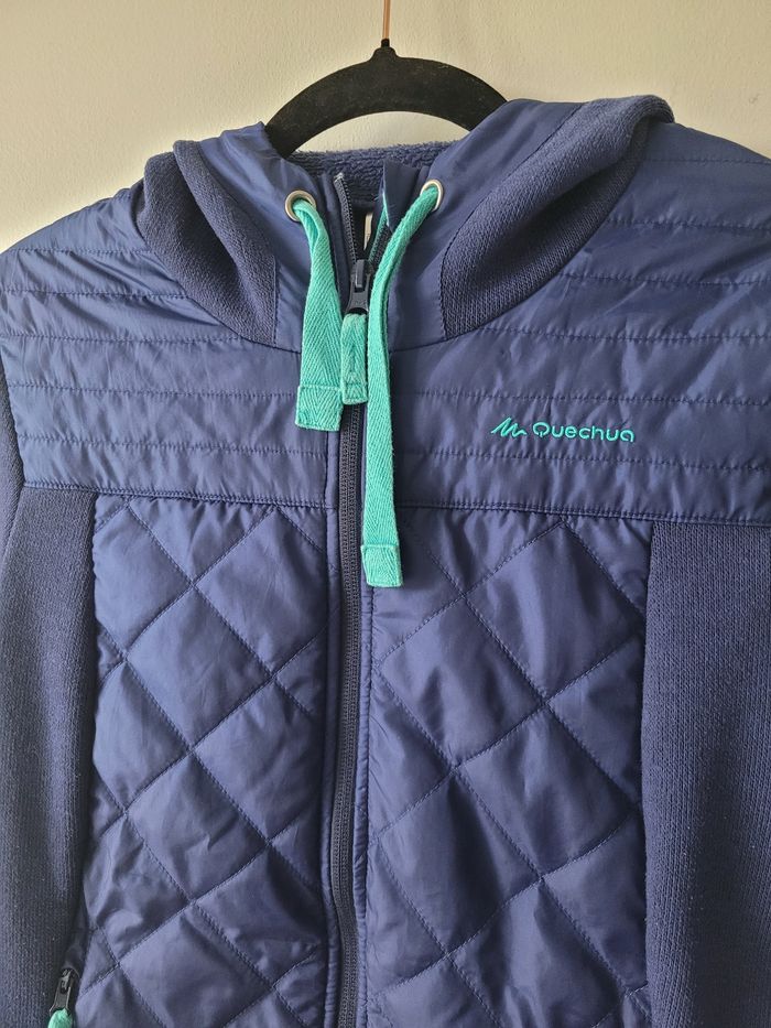 Gilet polaire Quechua bleu marine M – à capuche, matelassé chaud et léger - photo numéro 2