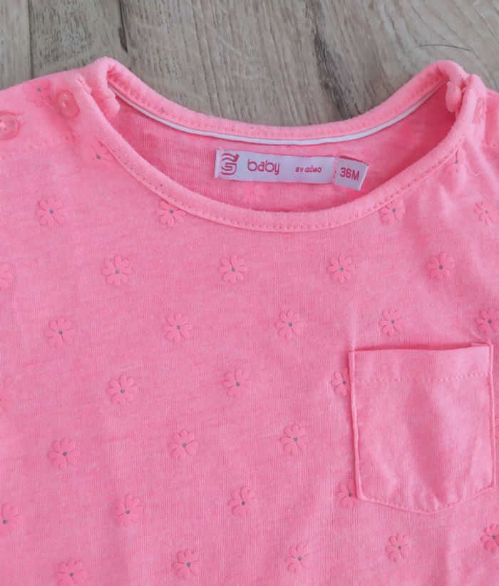T-shirt manches courtes fille rose vif taille 3 ans Gémo - photo numéro 2
