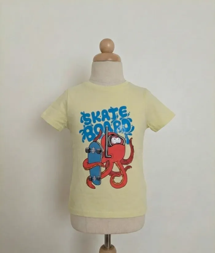 T-shirt jaune motif Poulpe Skateur - Kiabi - 6 ans (114-119cm)