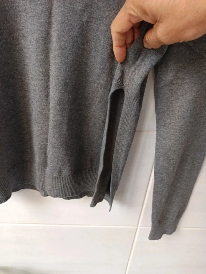 Pull fin gris viscose/coton, t.S - photo numéro 7