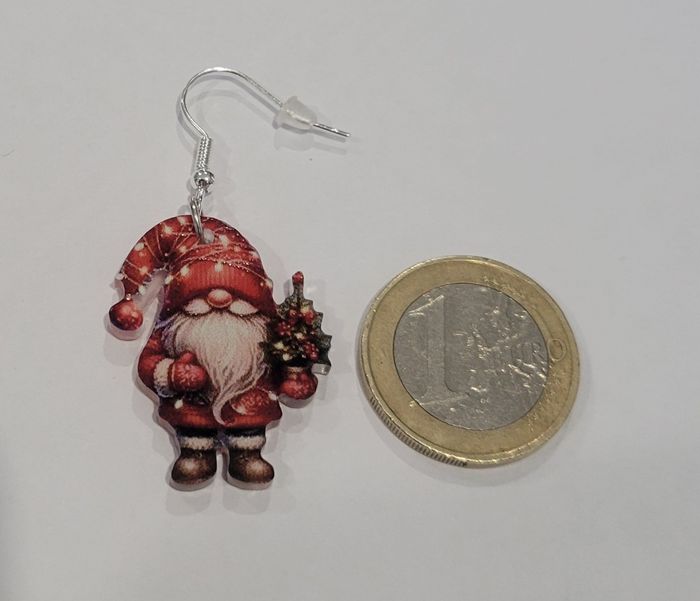 BOUCLES D'OREILLES GNOME NOEL ! NEUVE ! MODELE 2 - photo numéro 3