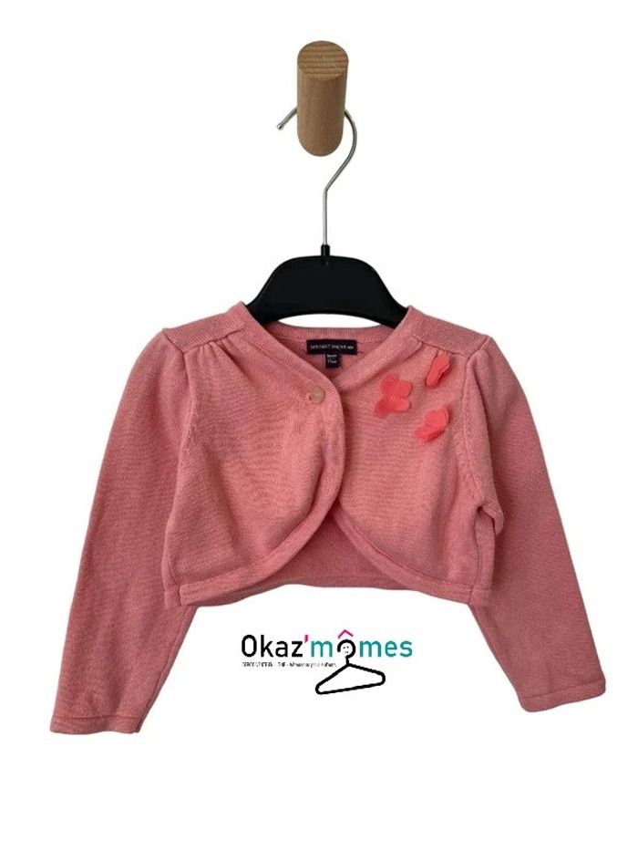 Boléro / gilet court rose (papillons en relief) - Sergent Major 9 mois (71cm)