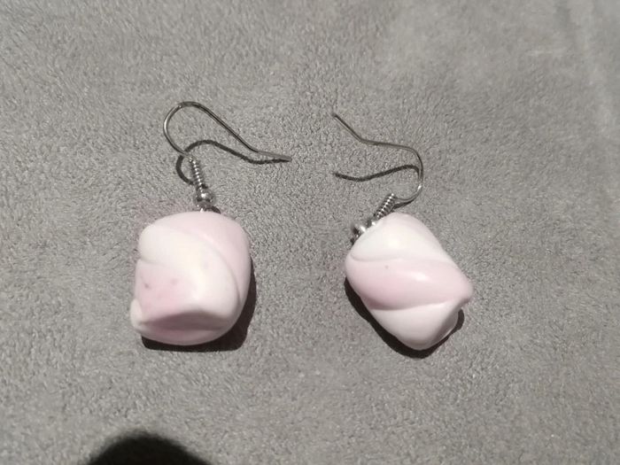 Boucles d'oreilles guimauve fimo 🍬 - photo numéro 4