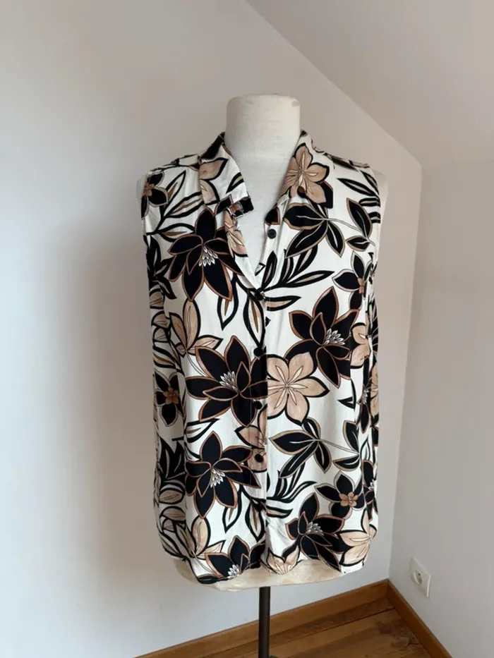 Belle chemisette blouse fluide fleurie viscose Actuelle 🌸 46 48