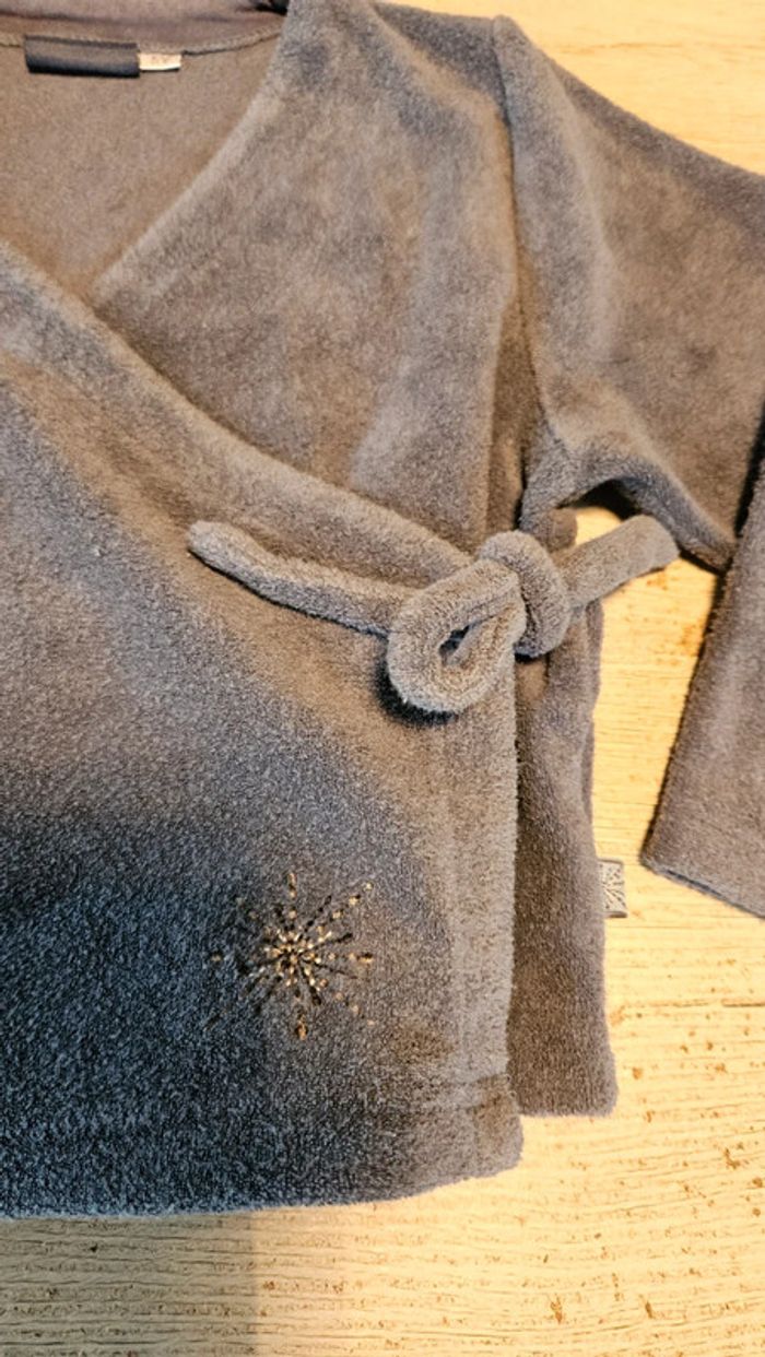 Gilet à manches longues cache coeur gris tirant sur le bleu, style épongz, I'Kids, 5 ans - photo numéro 5