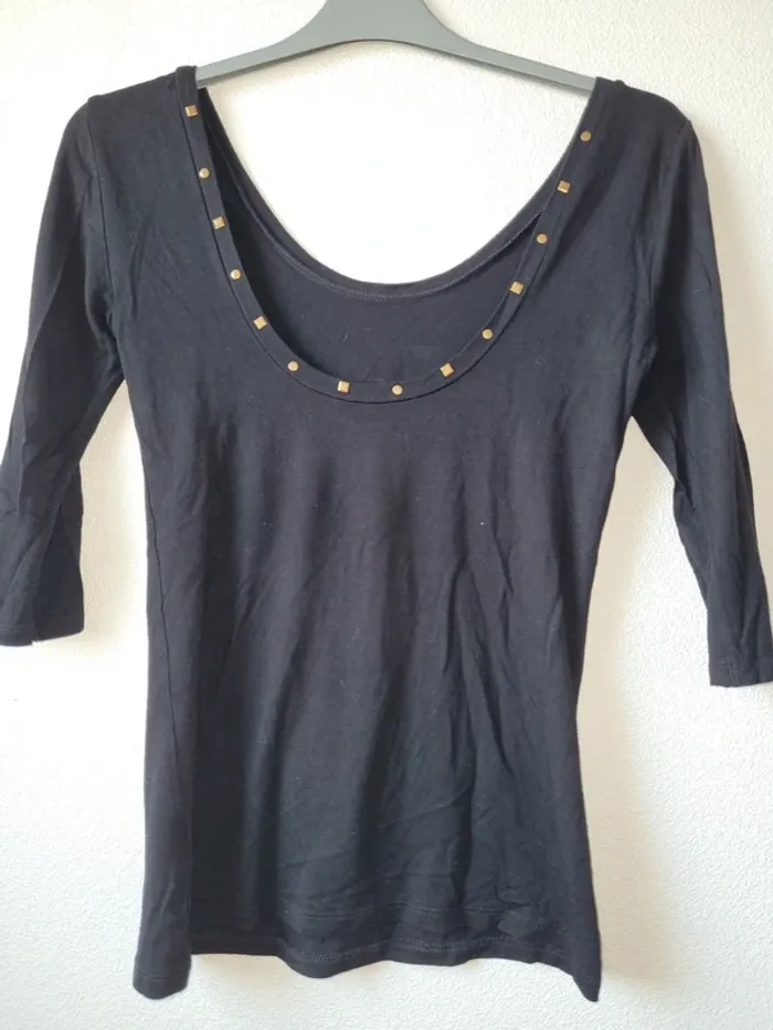 T shirt noir manche 3/4 - photo numéro 3