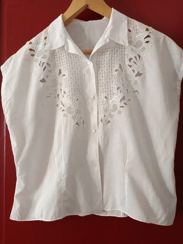 Blouse vintage broderie t.40 100% coton