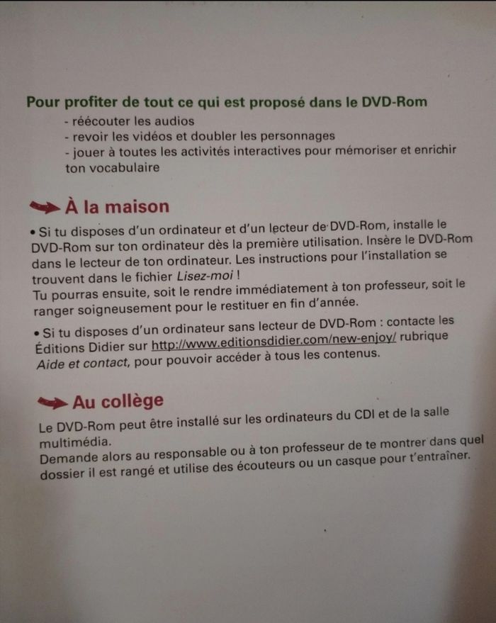 Manuel+Dvd "Enjoy English 4e" A2/B1 en très bon état - photo numéro 5
