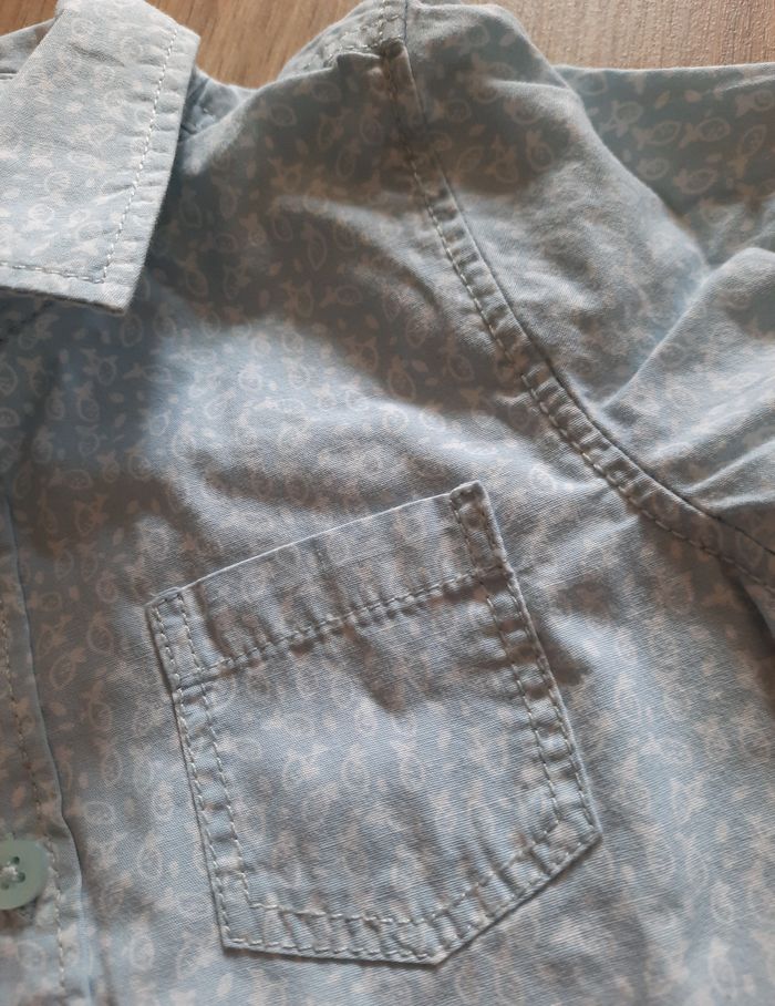 Chemise manches longues imprimé bleu ciel et blanc TAO 2 ans/23 mois - photo numéro 2