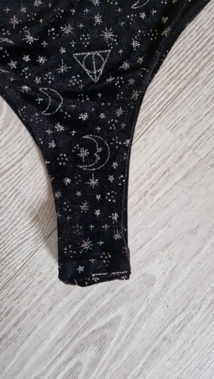 Body / bodie noir en velours avec motif lune étoiles argenté Shein x Harry Potter 🧹 Taille S - photo numéro 4