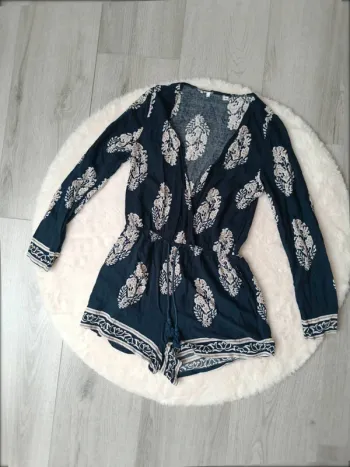 💙 Combishort bleu à imprimé floral – Taille M/L