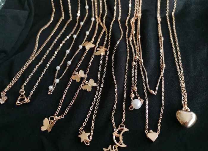 A42 lot de 10 collier chaîne doré or tendance réglable - photo numéro 2