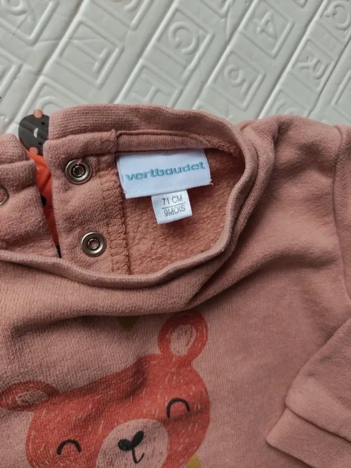 Petit sweat fille vieux rose 9 mois Vertbaudet 🐻 - photo numéro 2