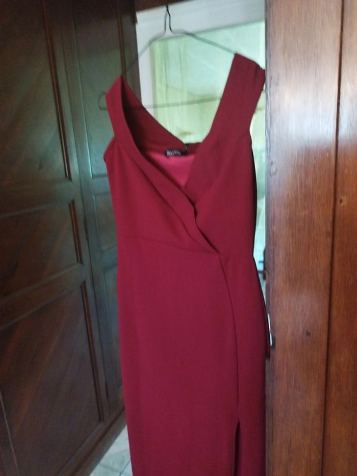 Robe longue évasé rouge bordeaux vintage S/36 - photo numéro 10