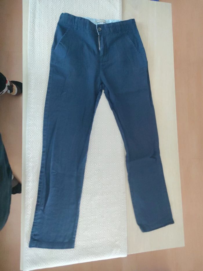 Pantalon cérémonie lin marine Vertbaudet 12 ans