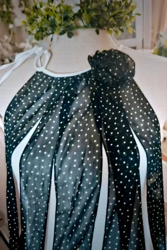 Blouse blanche noire à pois Jus d'orange Taille 38/40 Neuve - photo numéro 2