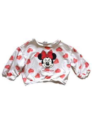 Pull blanc avec cœurs rose Minnie Disney 36 mois