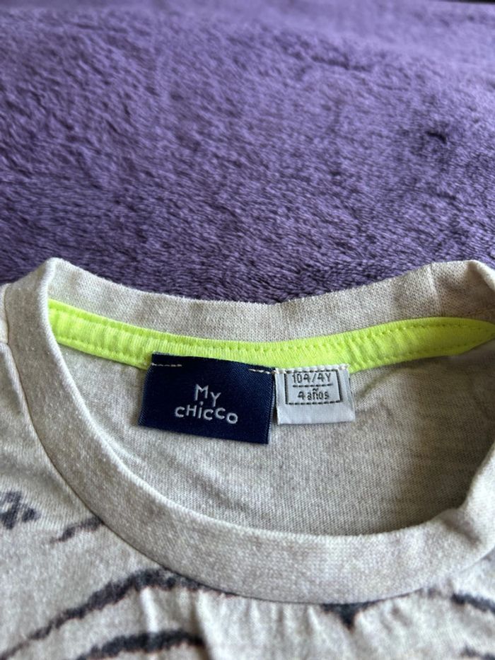 T-shirt manches courtes beige et noir imprimé tigre My Chicco taille 4 ans - photo numéro 3