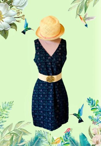 🌴Robe d’été nature 100% lin Etam Palm tree vibes Summer dress🌴