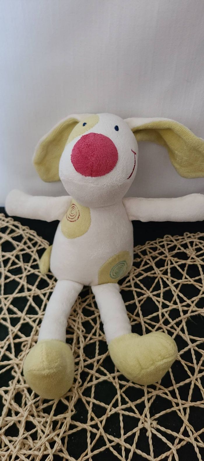Peluche chien SUCRE D'ORGE cocard vert blanc et rouge spirales - photo numéro 3