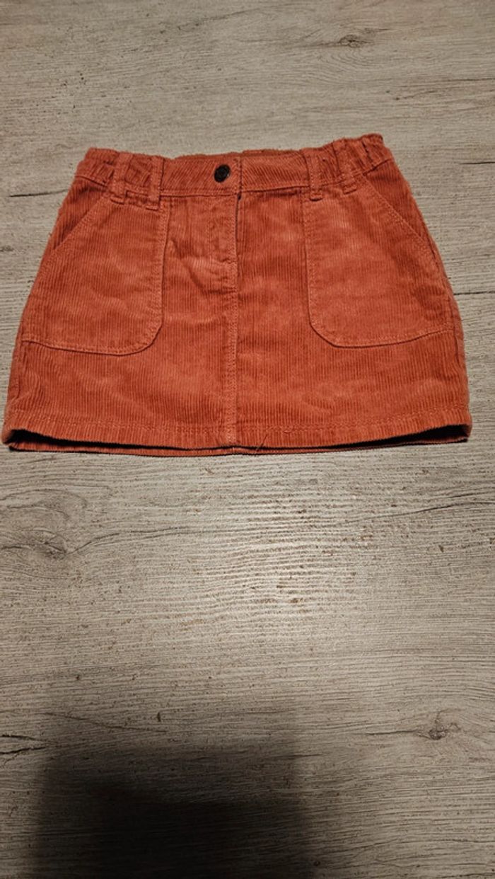 Jupe courte brun orangé, ajustable à la taille, en velour cotelé, Tape à l Oeil, 5 ans - photo numéro 2