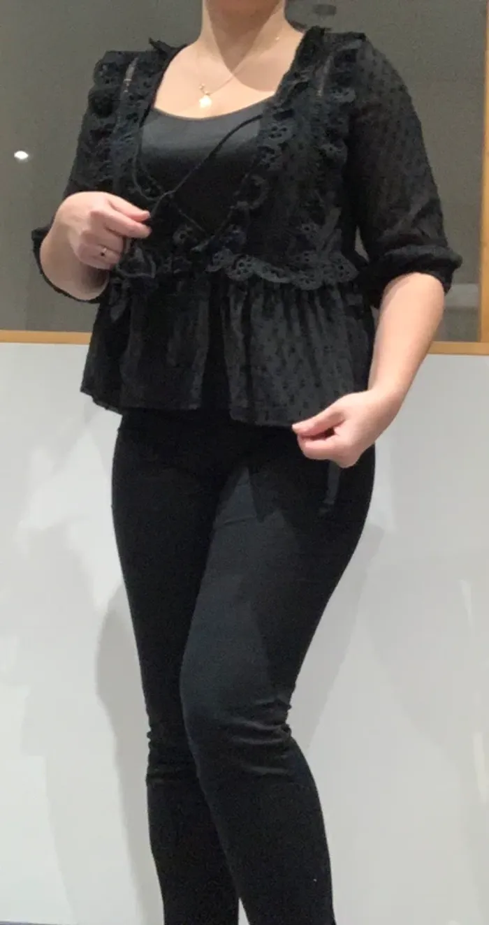 Top blouse Danity noir transparente