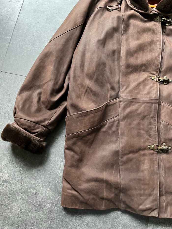 Manteau long femme en cuir marron 90’s - photo numéro 3