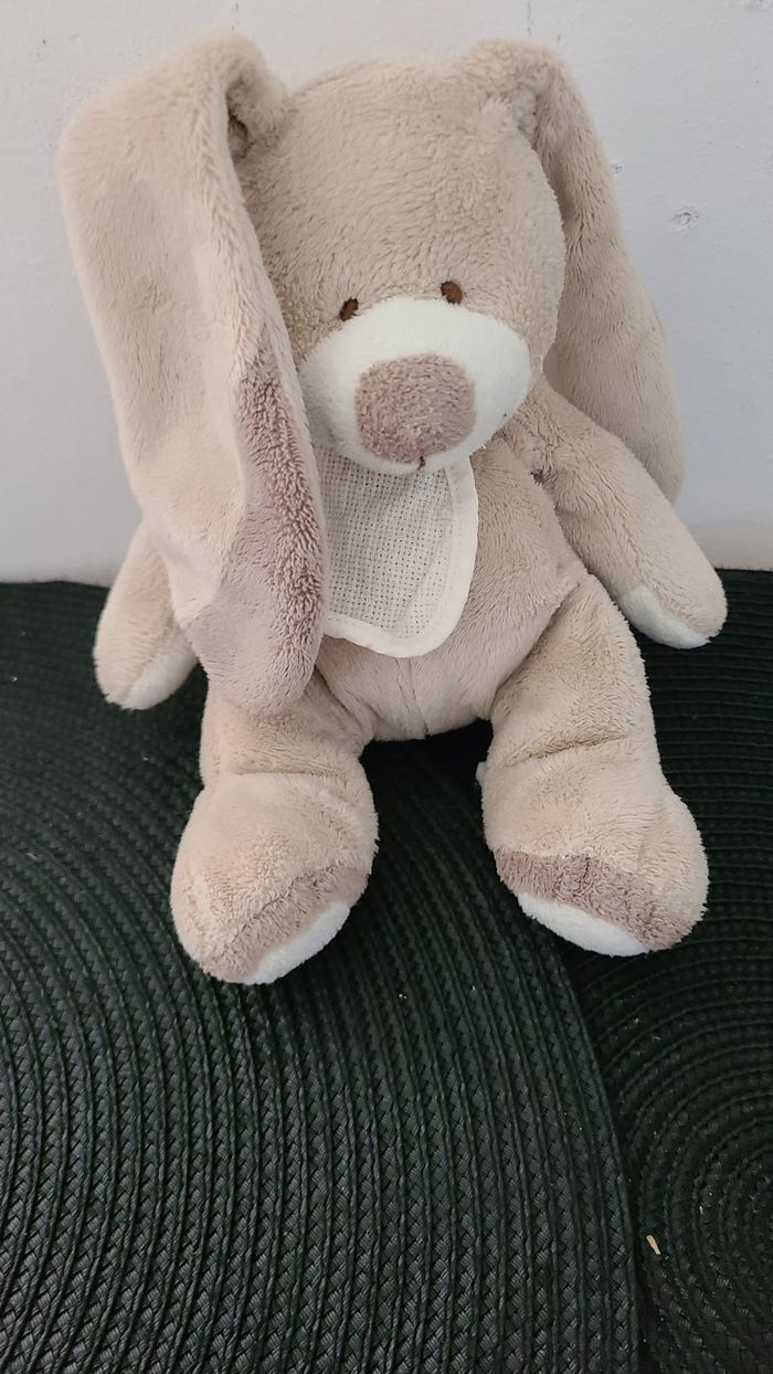 Doudou lapin marron beige gris VACO