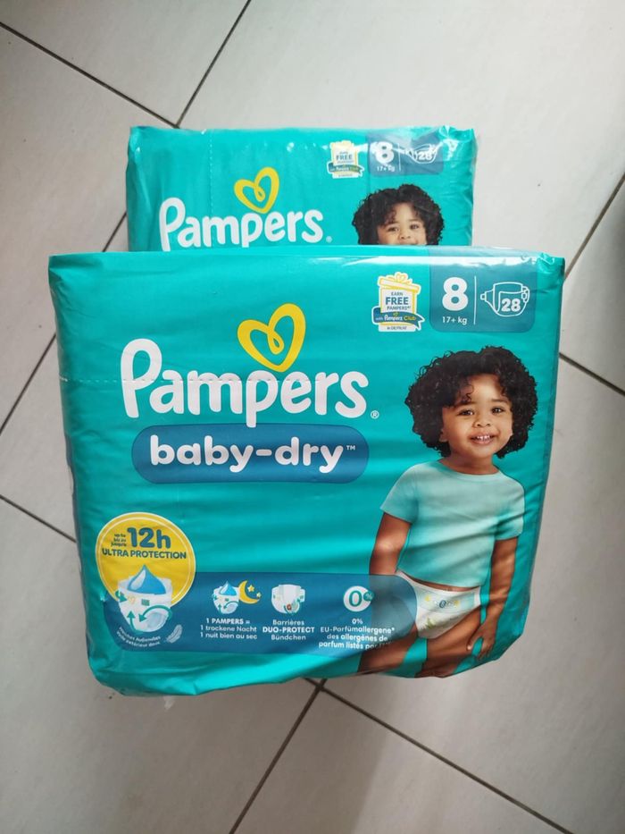 Pampers Baby Dry T8 2x28 couches 17kgs +