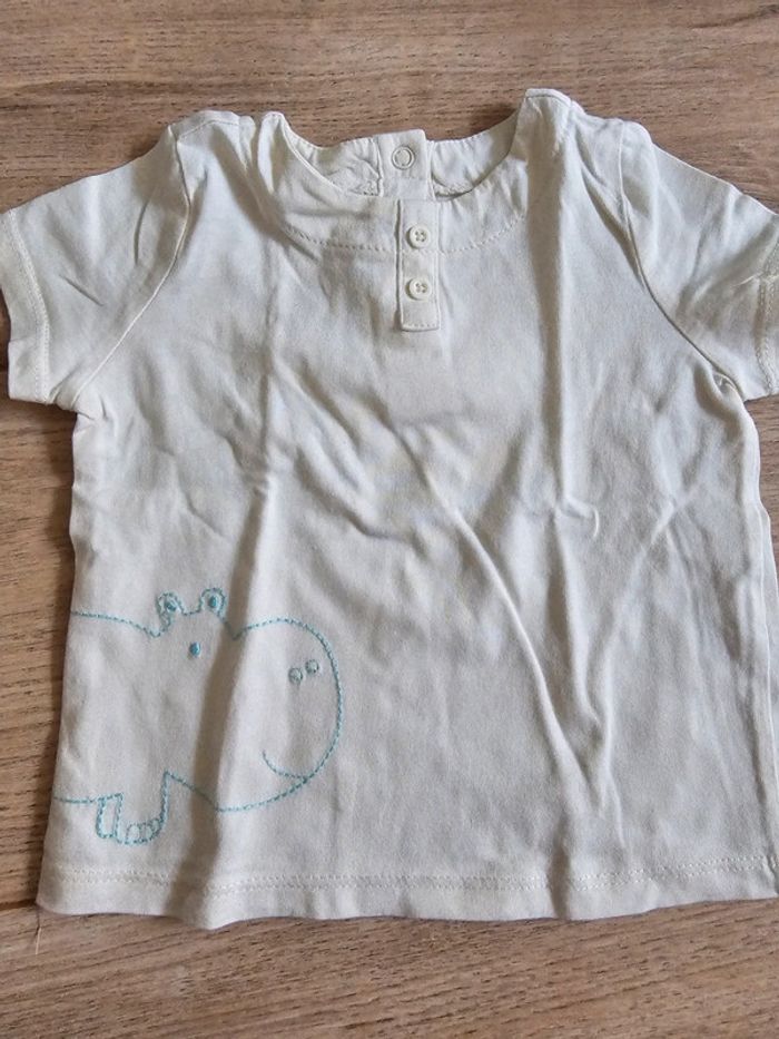Ensemble t-shirt manches courtes et pantalon léger été Natalys et Petit Bateau 12 mois 74cm - photo numéro 2