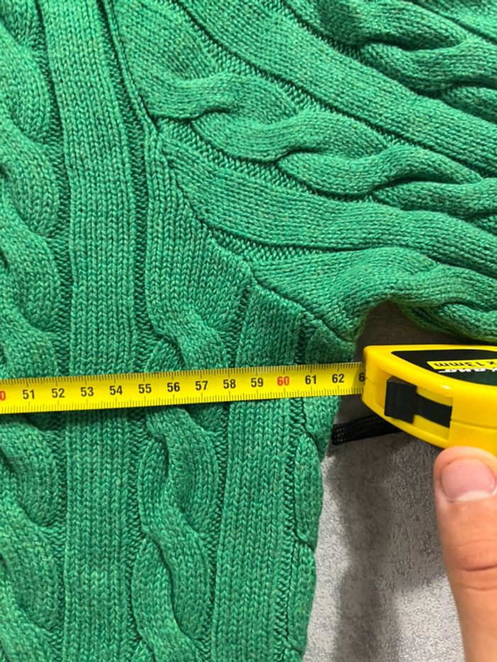 Pull Torsadé Ralph Lauren Vert logo brodé bleu Taille XL - photo numéro 10