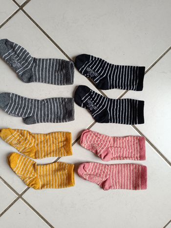 Lot de paire de chaussettes filles rayures et paillettes vertbaudet taille 27 30