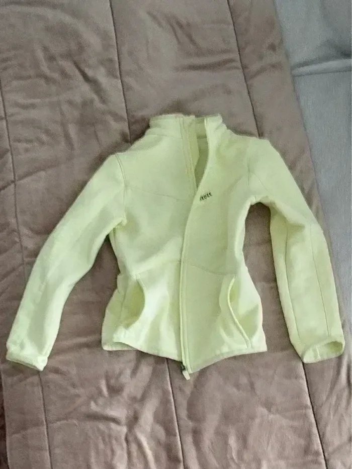 Blouson polaire fille zippé jaune fluo 8-10 ans - photo numéro 2