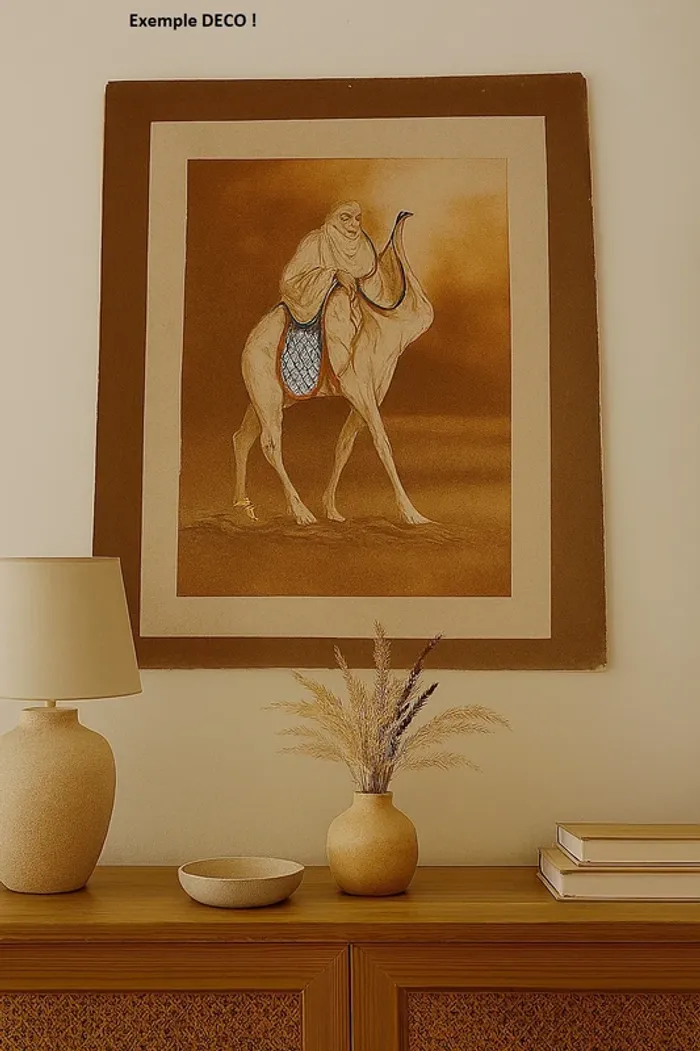 Tableau en sable, en relief