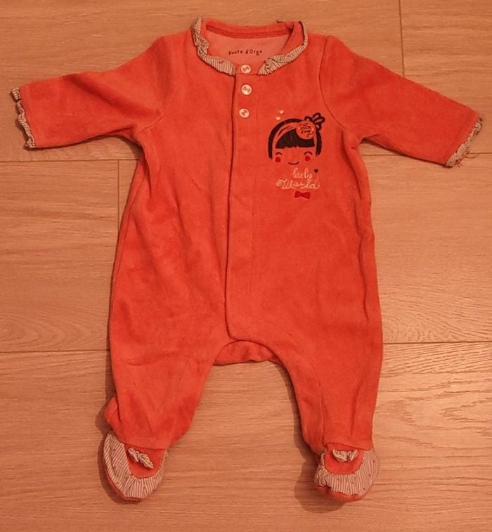 Pyjama velours orange 1 mois