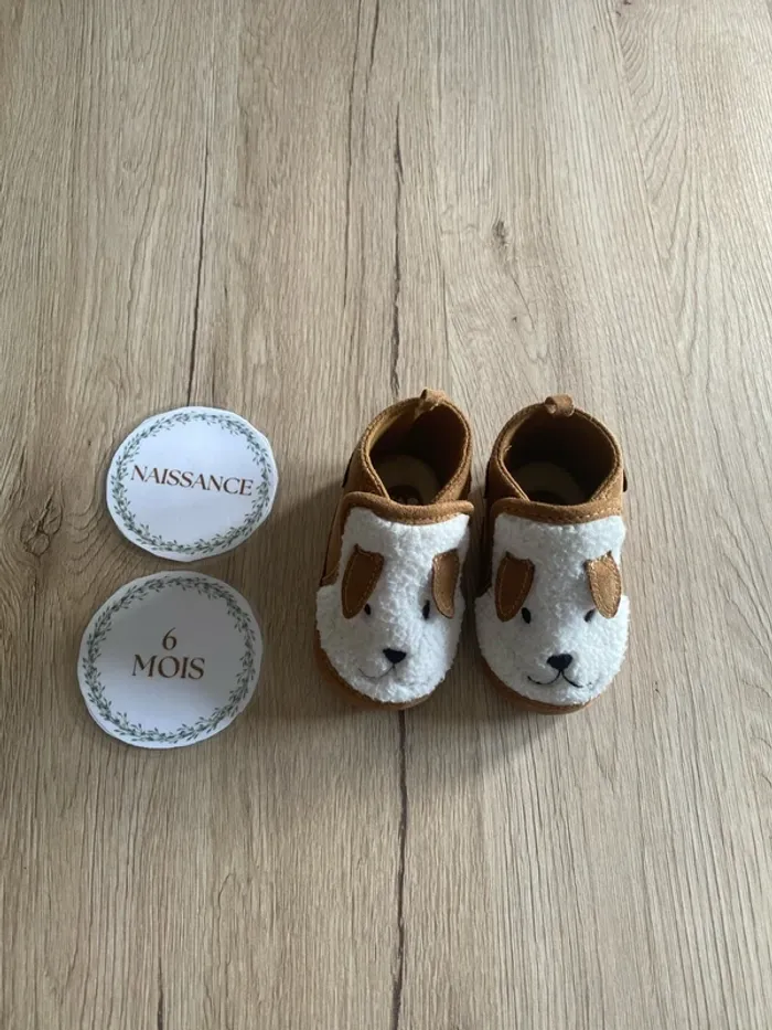 Chausson marron hiver molletonné mixte 0-6 mois Tape à l’œil
