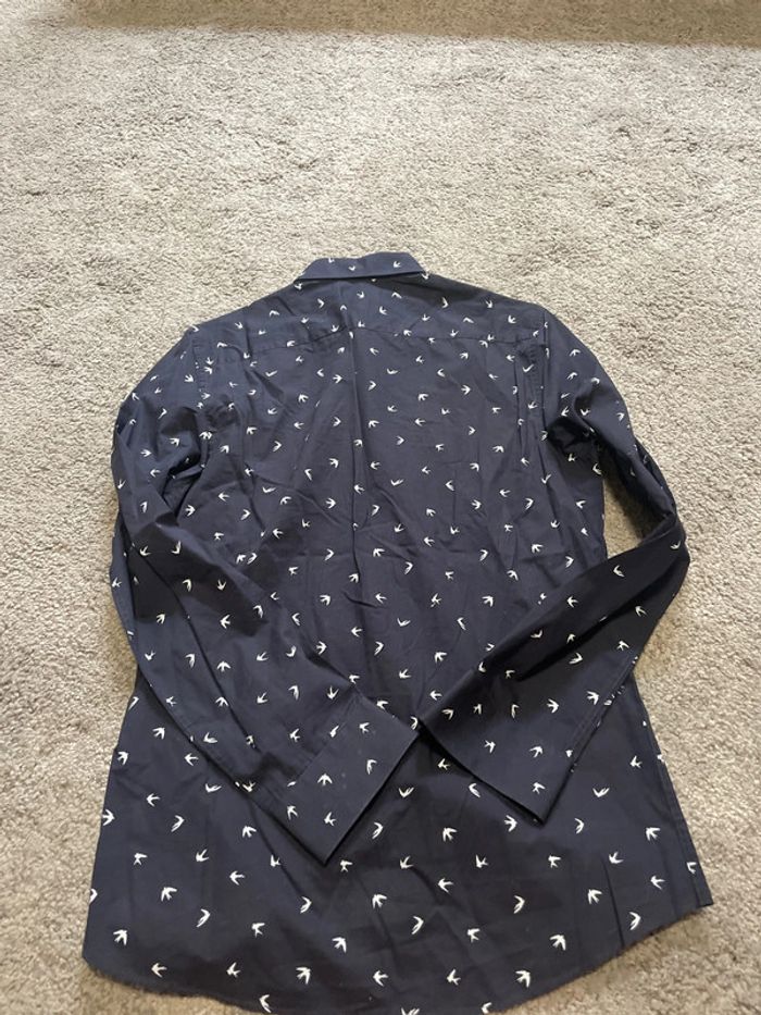 Chemise homme HM taille S bleue marine oiseaux - photo numéro 6