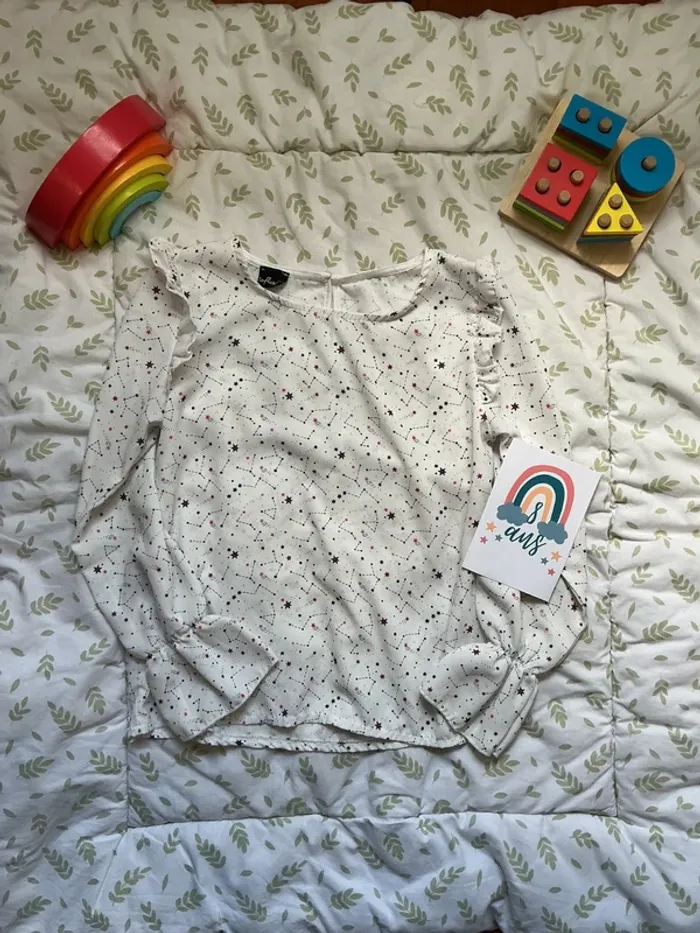 chemise manches longues blanc a motifs étoiles influx 8 ans