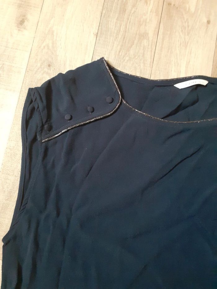 Haut femme bleu marine liseré argenté taille 44 - photo numéro 3