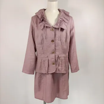 Ensemble Robe veste en Lin  - Rose Parme vintage T40 - A201