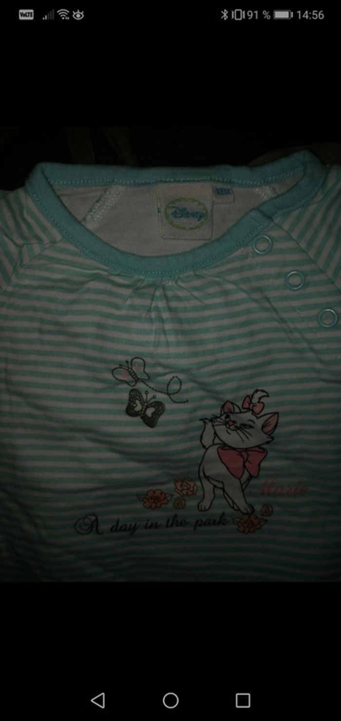 Tee shirt rayé Les Aristochats 12 mois Disney - photo numéro 2