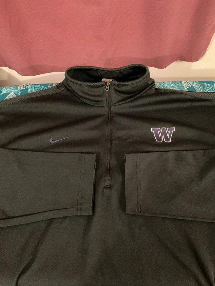 Sweat universitaire années 2000 léger 1/4zip pour homme Nike Washington Huskies noir taille XL 157 - photo numéro 7