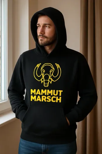Sweat à capuche Mammutmarsch noir logo jaune