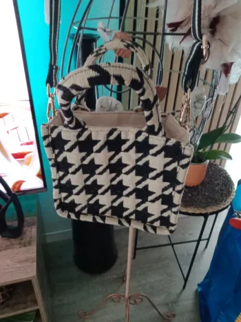 Sac en tissu pied de poule